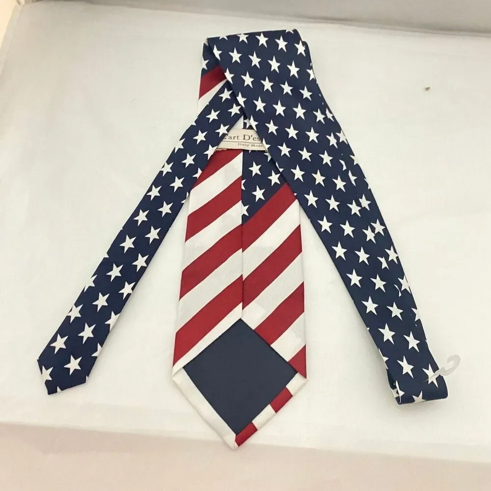 #5635 L'art D'espace Mens American Flag Novelty Necktie, Tie 58X4